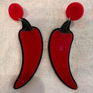 Earrings Pierced Post Red Hot Pepper Exaggerated